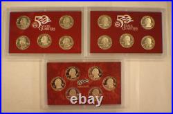 2007 & 2008 & 2009-S Mint Silver State Quarters Proof Sets in Box Free Shipping