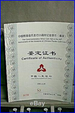 2007 25th Anniversary China Silver Panda Proof Collection With COA & Original Box