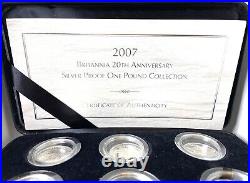2007 Britannia 20th Anniversary Silver Proof One Pound Coin Set 6 Pieces in Box 2007 Britannia 20th Anniversary Silver Proof One Pound Coin Set 6 Pieces in Box