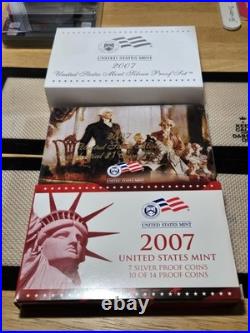2007-S Silver Proof Set 14 Coins 90% Silver $1.85 FV Original Box & COA US Mint
