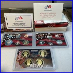 2007 S US Mint Silver Proof Set With Presidential Dollars Coins withBox & COA