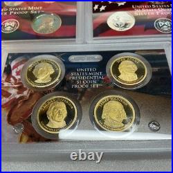 2007 S US Mint Silver Proof Set With Presidential Dollars Coins withBox & COA