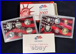2007 U. S. Mint 10 of 14 Coins Silver Proof Set with Box & COA