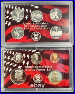 2007 U. S. Mint 10 of 14 Coins Silver Proof Set with Box & COA