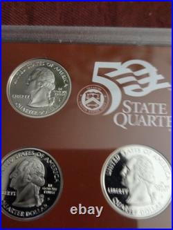 2007 Us Mint 50 State Silver Proof Quarters Coa, Orig Box Mint Luster Details