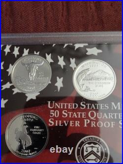 2007 Us Mint 50 State Silver Proof Quarters Coa, Orig Box Mint Luster Details