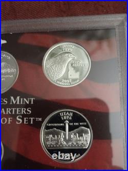 2007 Us Mint 50 State Silver Proof Quarters Coa, Orig Box Mint Luster Details
