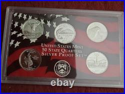 2007 Us Mint 50 State Silver Proof Quarters Coa, Orig Box Mint Luster Details