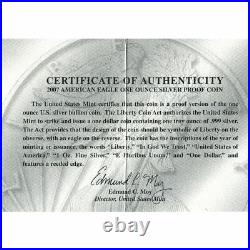 2007-W DCAM Gem Proof Silver Eagle Original Box and Certificate of Authenticity
