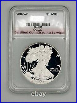 2007 W PROOF BURNISHED American Eagle Uncirculated Silver Coin With BOX + COA