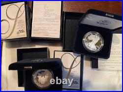 2007 W Silver American Eagle Dollar Coin One Ounce Proof Original Box COA x 4