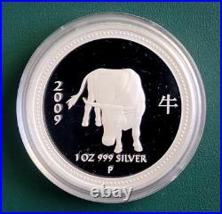2008 2009 Australia Coin 1 oz 0.999 Silver Year of the Ox Proof in Box with COA