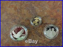 2008 Bald Eagle Gold & Silver Commemorative (3) Coin Proof Set w Box COA