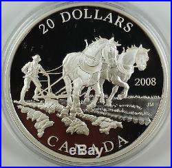 2008 Canada $20 Agriculture Trade. 9999 1oz Silver Proof Coin-with Box & COA
