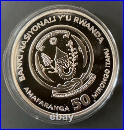 2008 Rwanda Gorilla PROOF 1 oz. 999 Silver Coin 1st Year African Series with Box