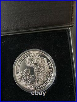 2008 Rwanda Gorilla PROOF 1 oz. 999 Silver Coin 1st Year African Series with Box