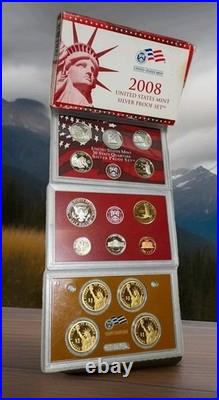 2008 S U. S. Mint Complete SILVER PROOF SET with OGP Box And COA 14 Coins