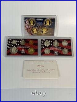 2008-S United States US Mint Silver Proof 14 Coin Set Box and COA