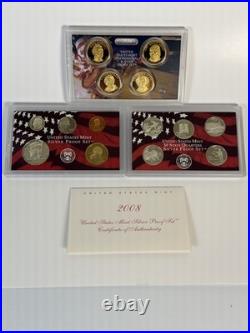 2008-S United States US Mint Silver Proof 14 Coin Set Box and COA