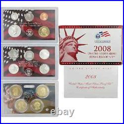 2008 US MINT SILVER PROOF SET 14 COINS (5) Sets In Mint Sealed Box