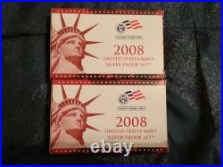 2008 US Mint Silver Proof Set with COA Box Included 2 sets