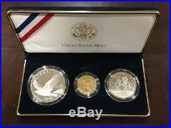2008 U. S. Mint Bald Eagle Commemorative 3-Coin Proof Set withBox EN556 Gold/Silver