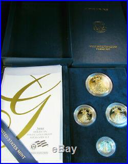 2008 W American Gold Eagle 4 Coin Proof Set w Box COA Platinum Silver Palladium