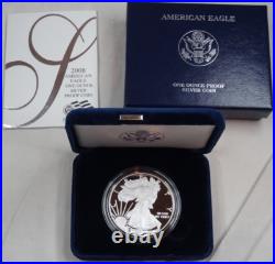 2008-W Proof American Silver Eagle Dollar $1 Box & COA US Mint Bullion OGP