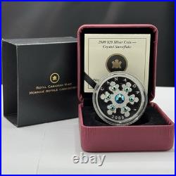 2009 Canada $20 Crystal Snowflake 1oz. 9999 Silver Proof Coin Swarovski Box COA