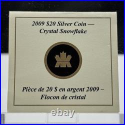 2009 Canada $20 Crystal Snowflake 1oz. 9999 Silver Proof Coin Swarovski Box COA