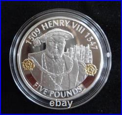 2009 SILVER PROOF JERSEY £5 PIEDFORT COIN BOX + COA HENRY V111 500th 1/450