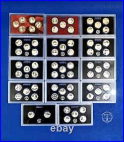 2009 S 2022 S SILVER Proof Quarter Sets 68 Coins-No Box/COA-14 Set
