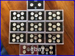 2010-2021 S Proof Silver State ATB Parks Quarter Set-57 Coins-No Box/COA-12 Sets