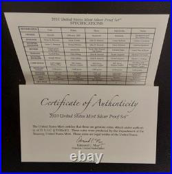 2010 S U. S. Mint Complete SILVER PROOF SET with OGP Box And COA 14 Coins