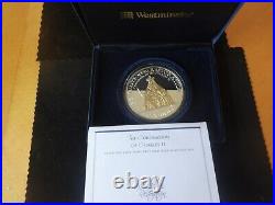 2010 Silver Proof 5oz Guernsey £10 Coin Box + Coa Charles 11 Coronation 1/450