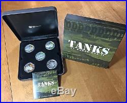 2010 Tanks of World War II TUVALU Silver $1 Colorized Proof 5-Coin Set Box & COA