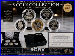 2010 UK Silver Proof PIEDFORT 5 Coin Set Box COA Ltd 2,500. LOW PRICE VGC