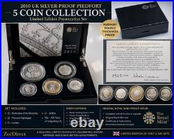 2010 UK Silver Proof PIEDFORT 5 Coin Set Box COA Ltd 2,500. LOW PRICE VGC 2010 UK Silver Proof PIEDFORT 5 Coin Set Box COA Ltd 2,500. LOW PRICE VGC