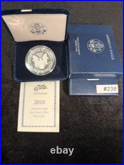 2010-W American Eagle Silver Proof Dollar in original Mint box with COA
