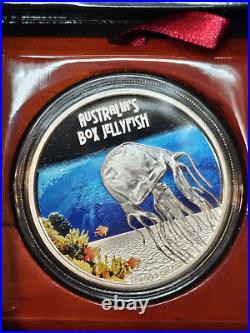 2011 Australian Box Jellyfish 1 oz Silver Color Proof Coin Deadly & Dangerous