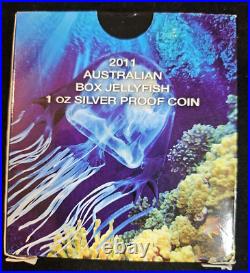 2011 Australian Box Jellyfish 1 oz Silver Color Proof Coin Deadly & Dangerous