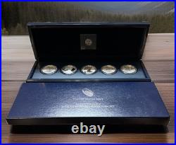 2011 P Reverse Proof Silver Eagle 5 Coin 25th Anniversary Set W Box/coa S W
