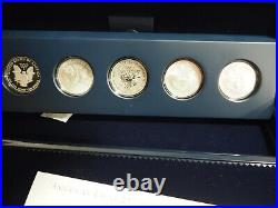 2011 P Reverse Proof Silver Eagle 5 Coin 25th Anniversary Set W Box/coa S W