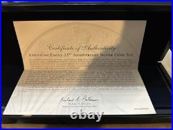2011 P Reverse Proof Silver Eagle 5 Coin 25th Anniversary Set W Box/coa S W
