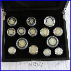 2011 UK 14 COIN SILVER PROOF COIN SET boxed/coa/outer