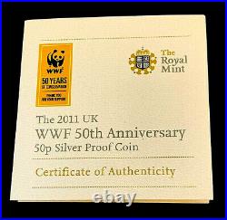 2011 WWF 50th Anniversary Silver Proof Coin with Presentation Box. UK Royal Mint
