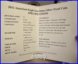 2011-W Proof $1 American Silver Eagle Box, OGP & COA