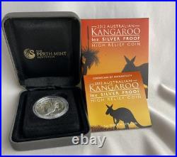 2012 1 oz Silver Australian Kangaroo High Relief Proof / With Box & COA