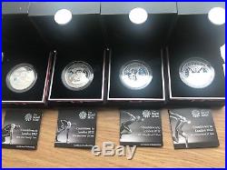 2012 4x £5 London Olympic Countdown Silver Proof Five Pound Coin Set Boxes COAs