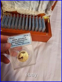 2012 ANACS PR70 DCAM 14 Coin Silver Proof First Release Set in Box #053 of 149
